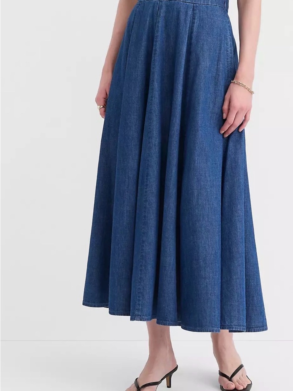 NEW Blue LOFT Chambray Godet Denim Midi Maxi Skirt 0 NWT